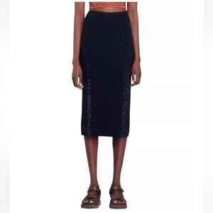 Sandro RHINESTONE-EMBELLISHED MIDI SKIRT